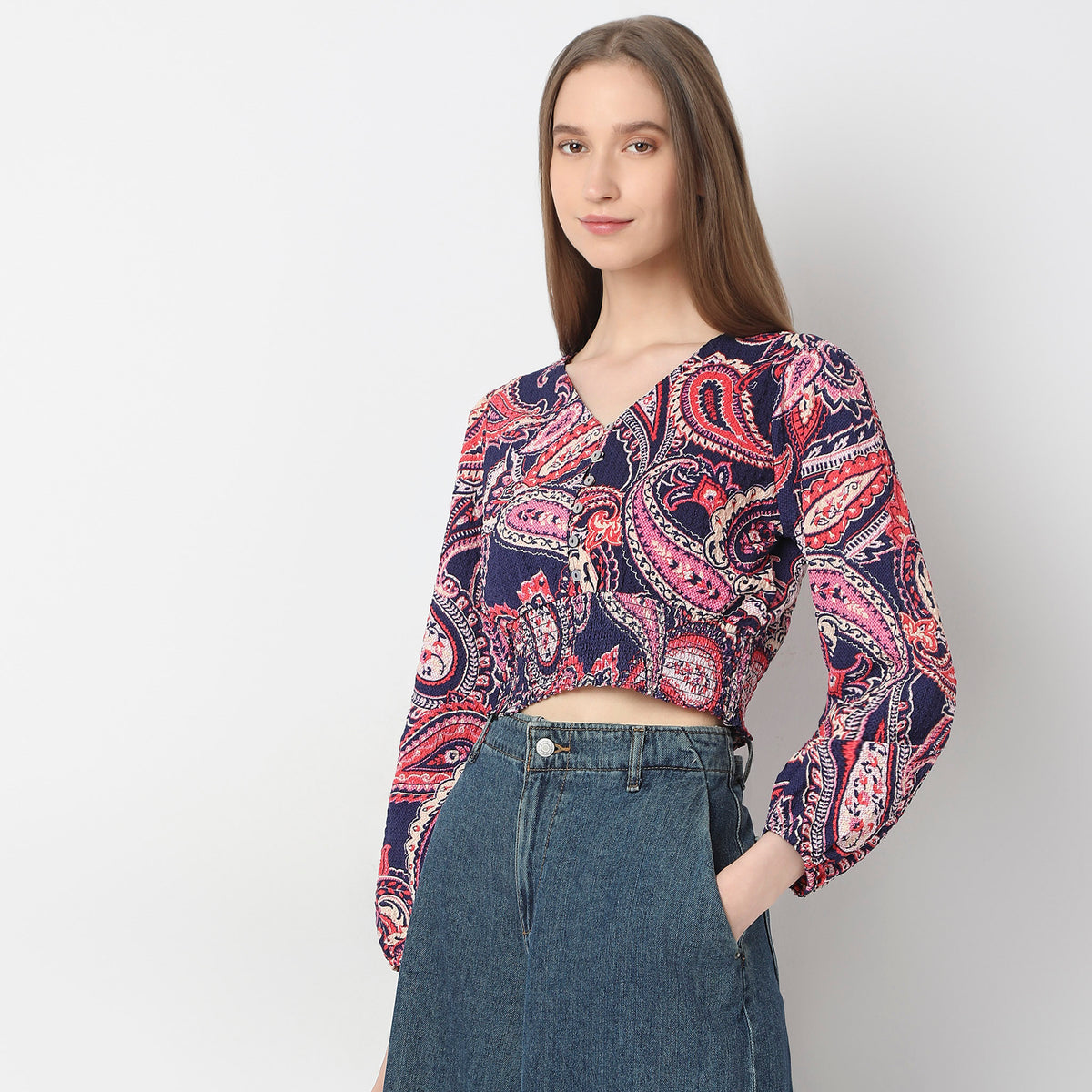 Regular Fit Printed Crop Top