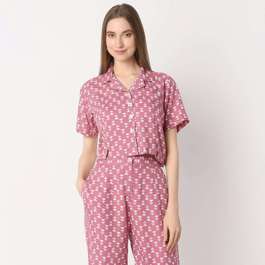 Regular Fit Printed Crop Length Top Top