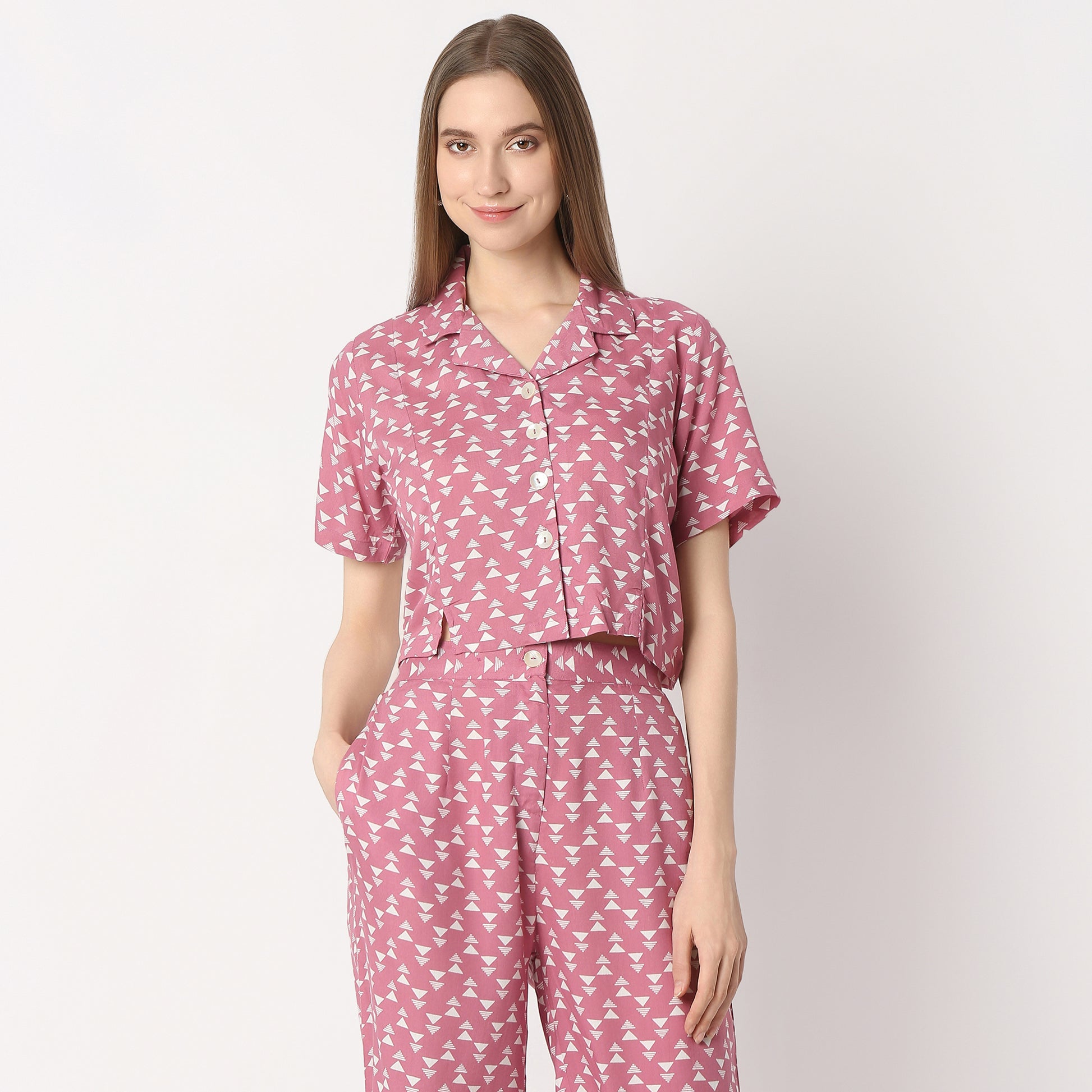 Regular Fit Printed Crop Length Top Top