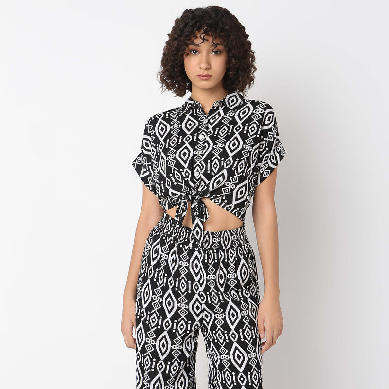 Regular Fit Printed Crop Top