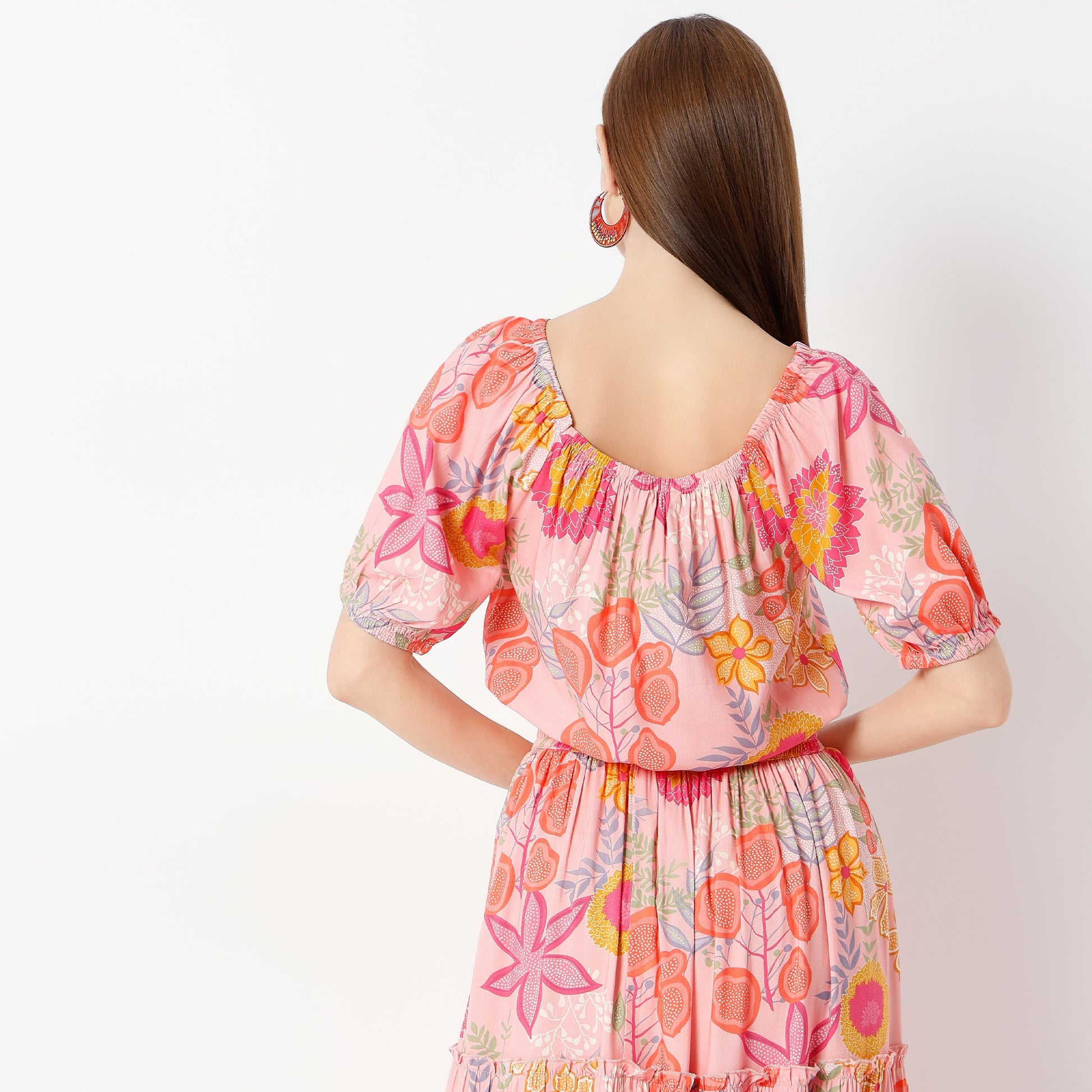 Regular Fit Printed Round Neck Crop Top