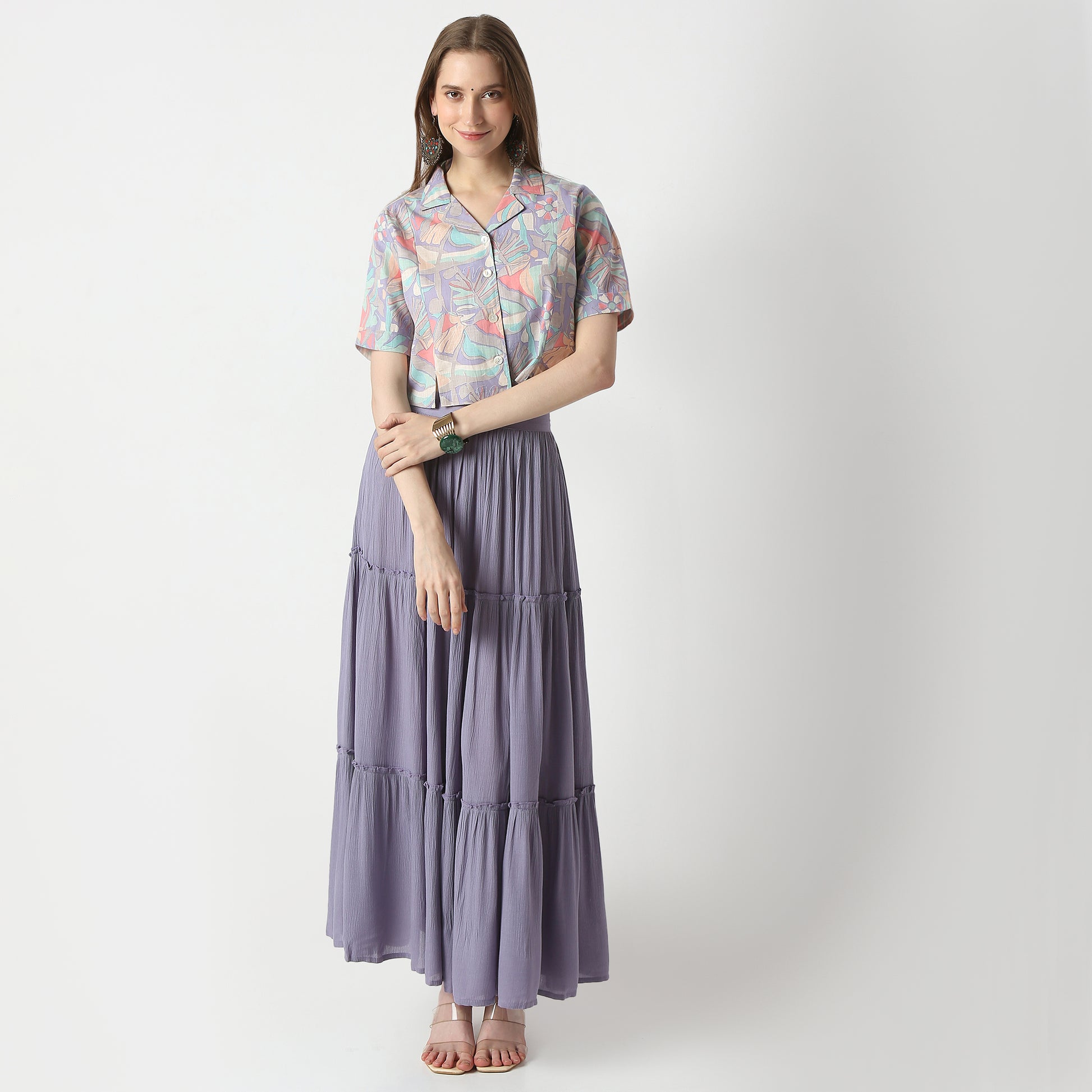 Regular Fit Printed Crop Length Top Top