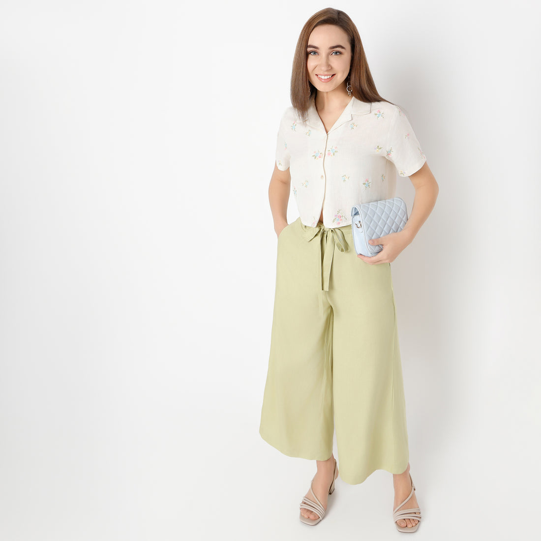 Relaxed Fit Embroidered Camp Collar Shirt
