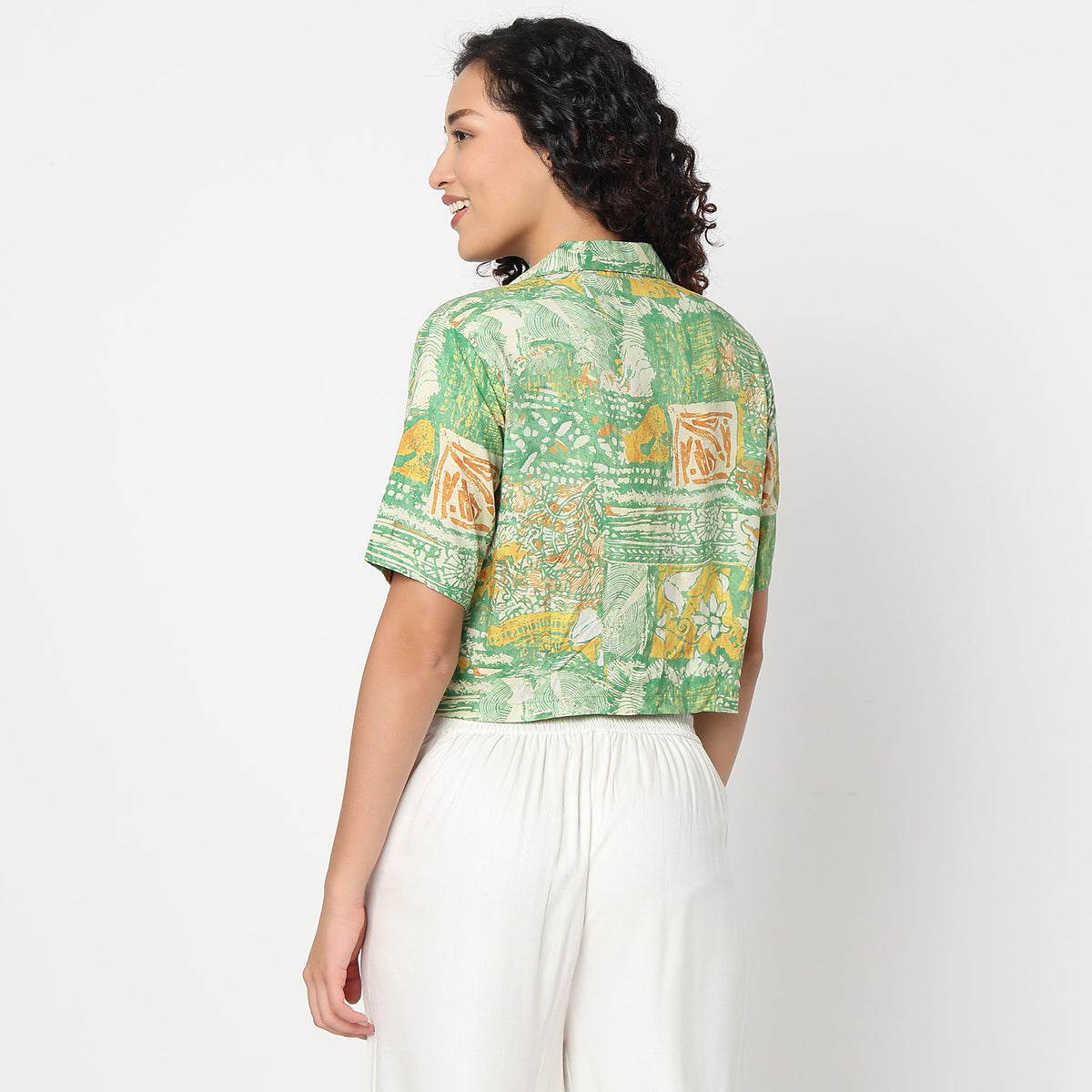 Lapel Collar Boxy Fit Crop Top