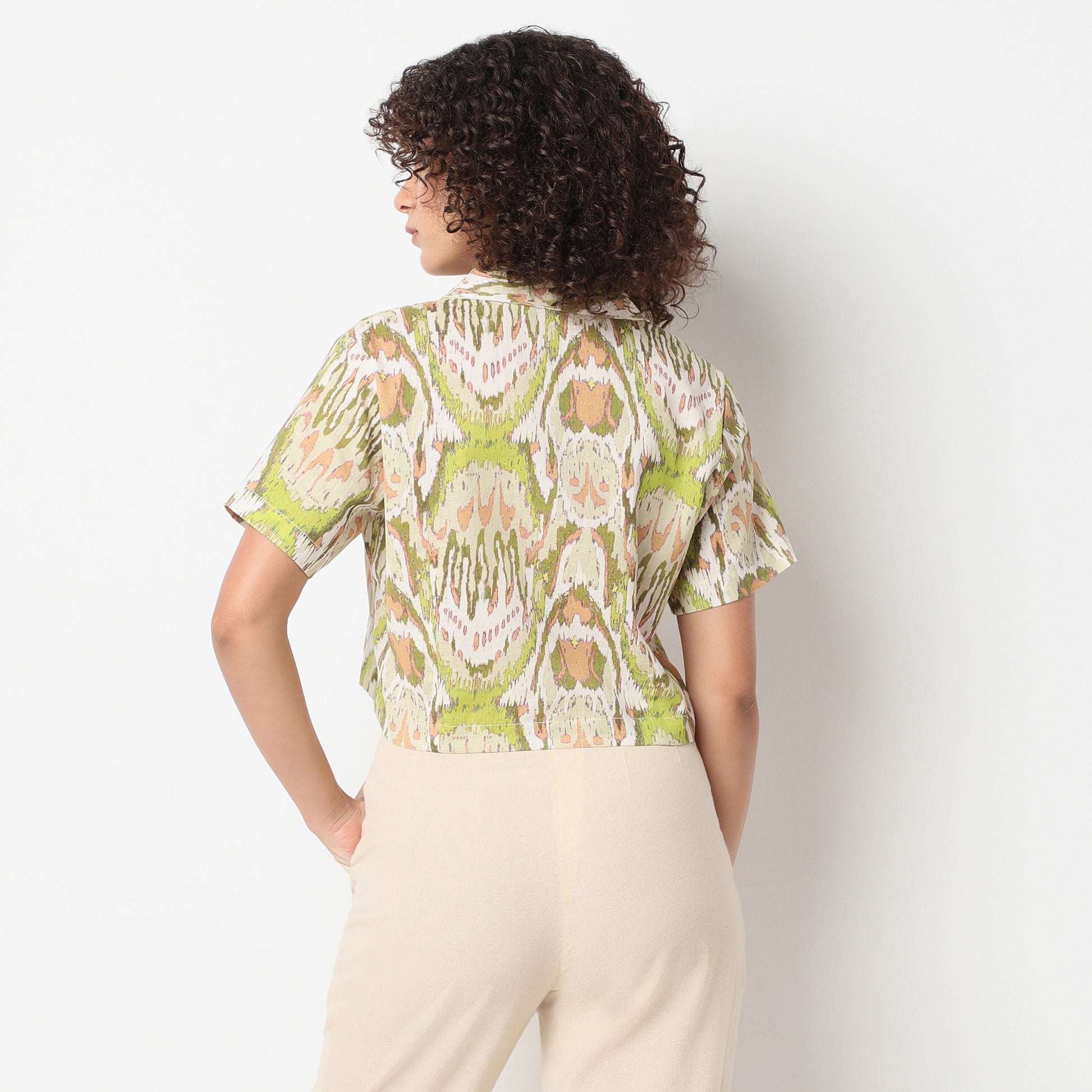 Regular Fit Printed Lapel Collar Shirt