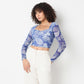 Slim Fit Printed Sweetheart Neck Crop Top