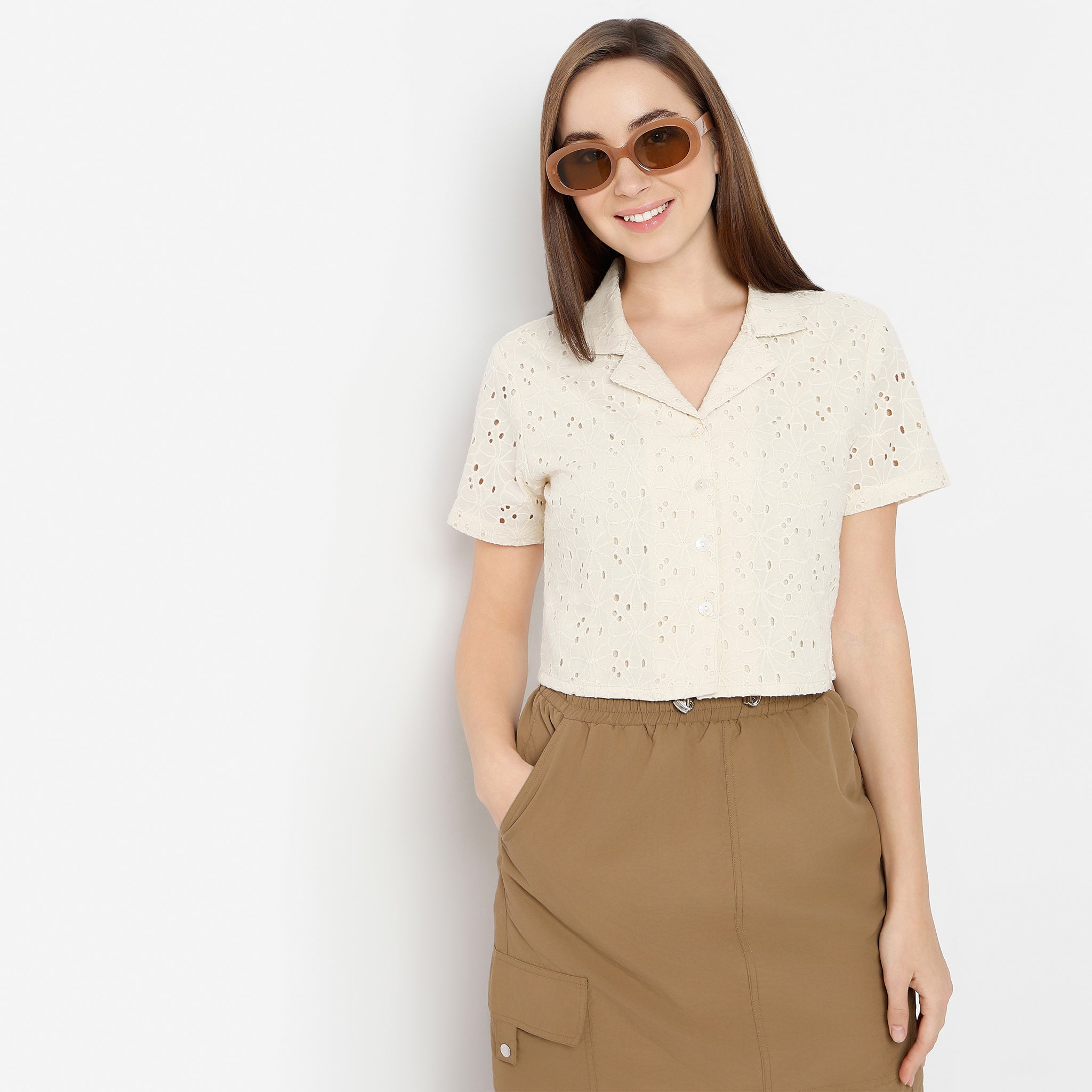 Regular Fit Solid Camp Collar Shirt