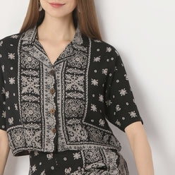 Regular Fit Printed Cropped Top