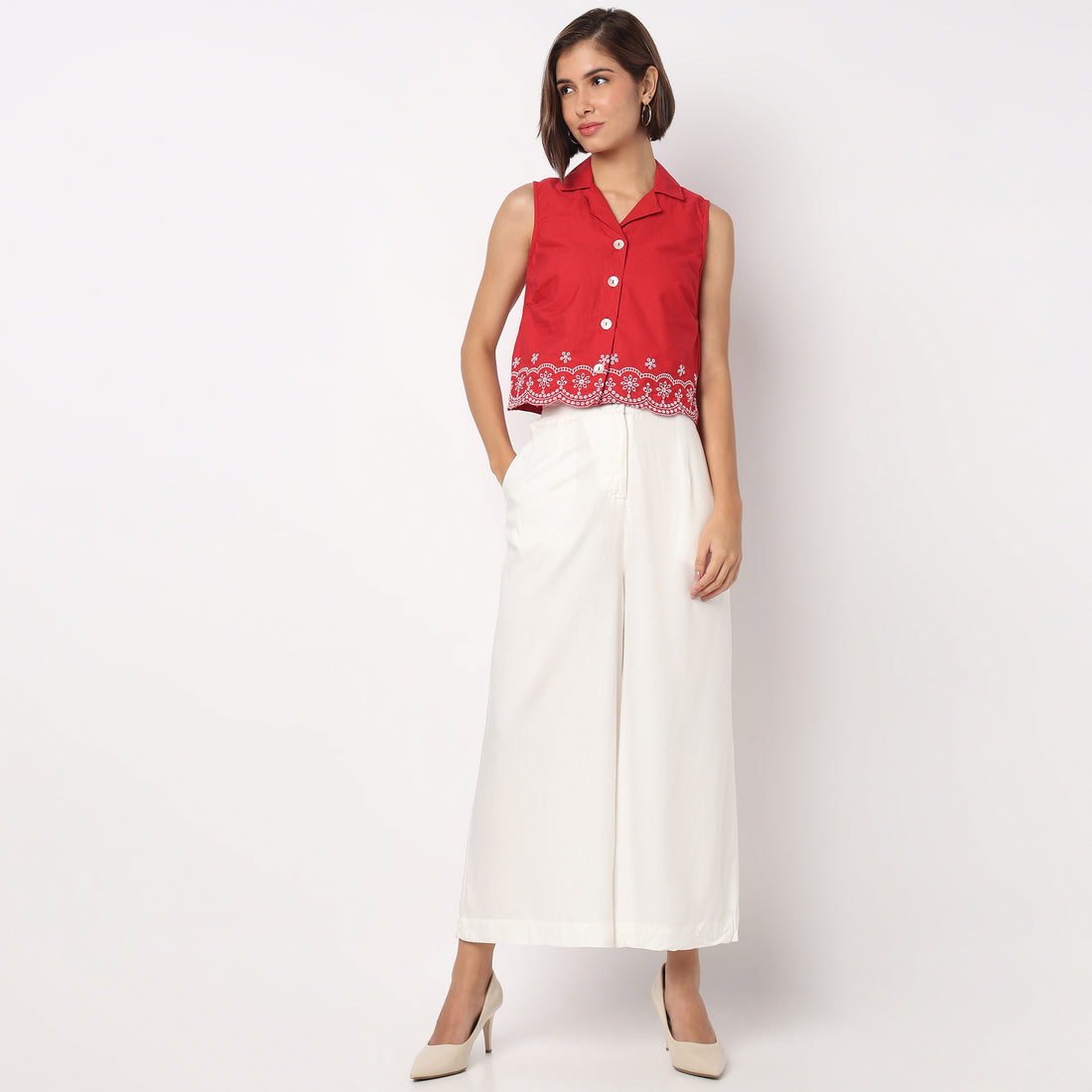Lapel Collar Crop Top