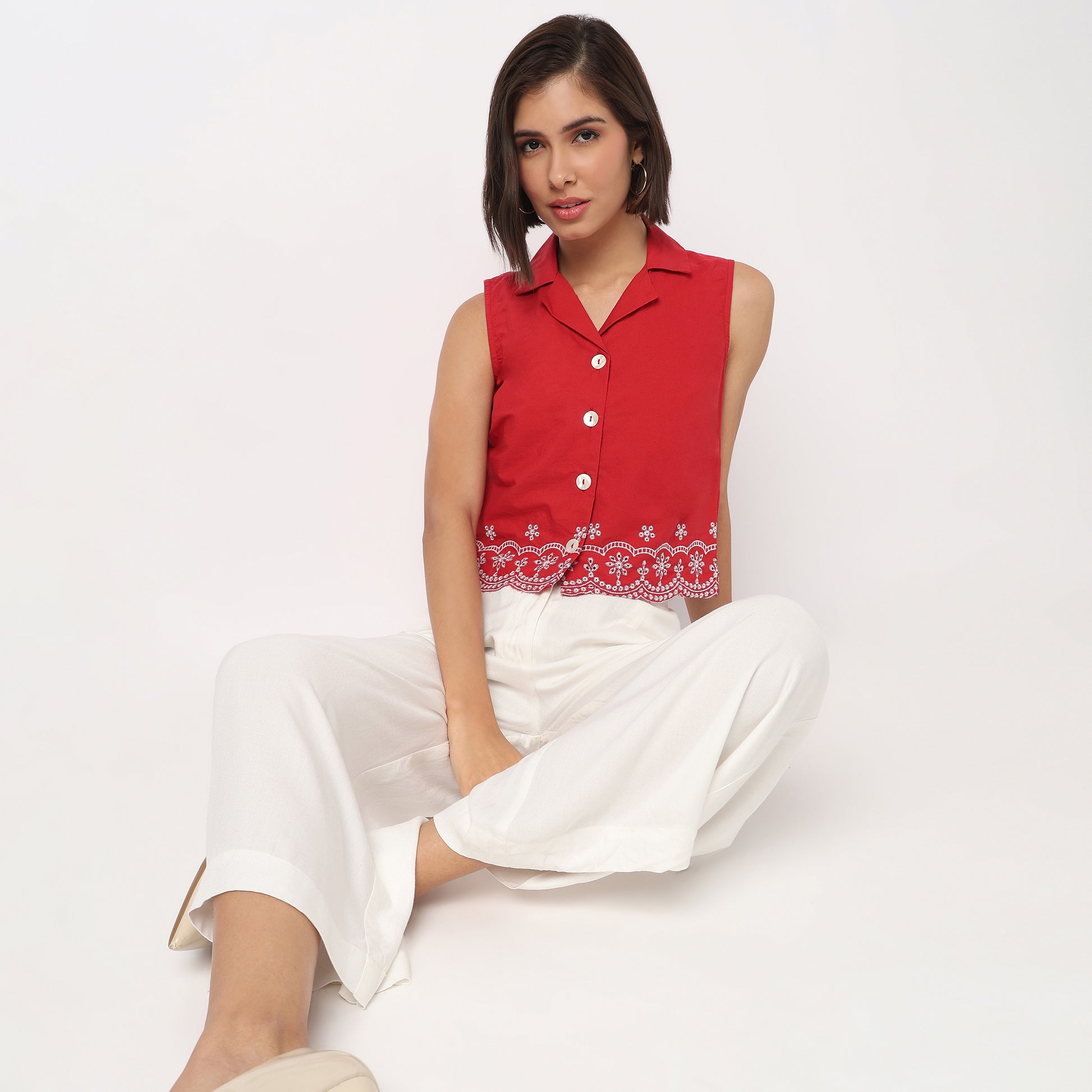 Lapel Collar Crop Top