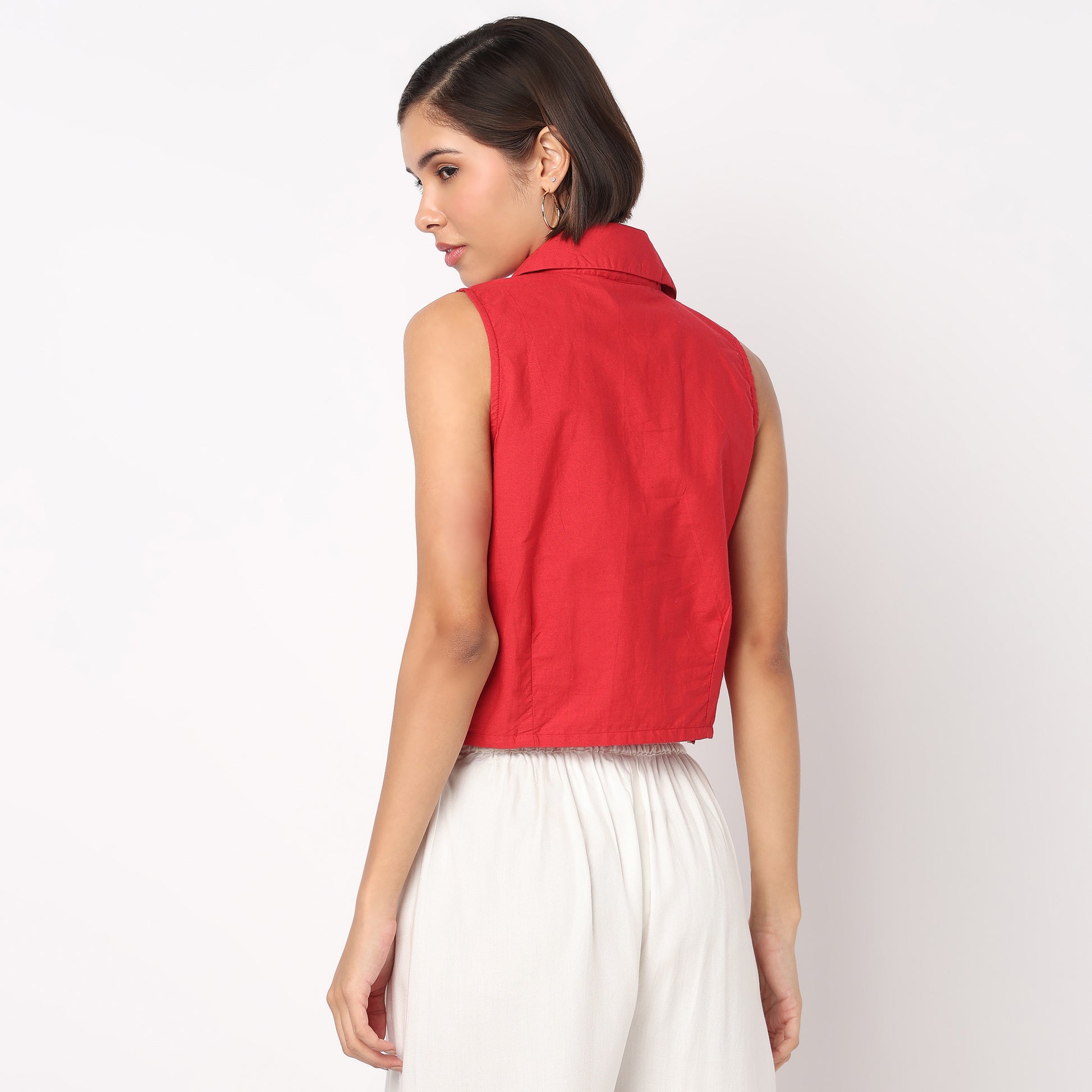 Lapel Collar Crop Top