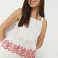 Flare Fit Embroiderd Square Neck Short Length Top