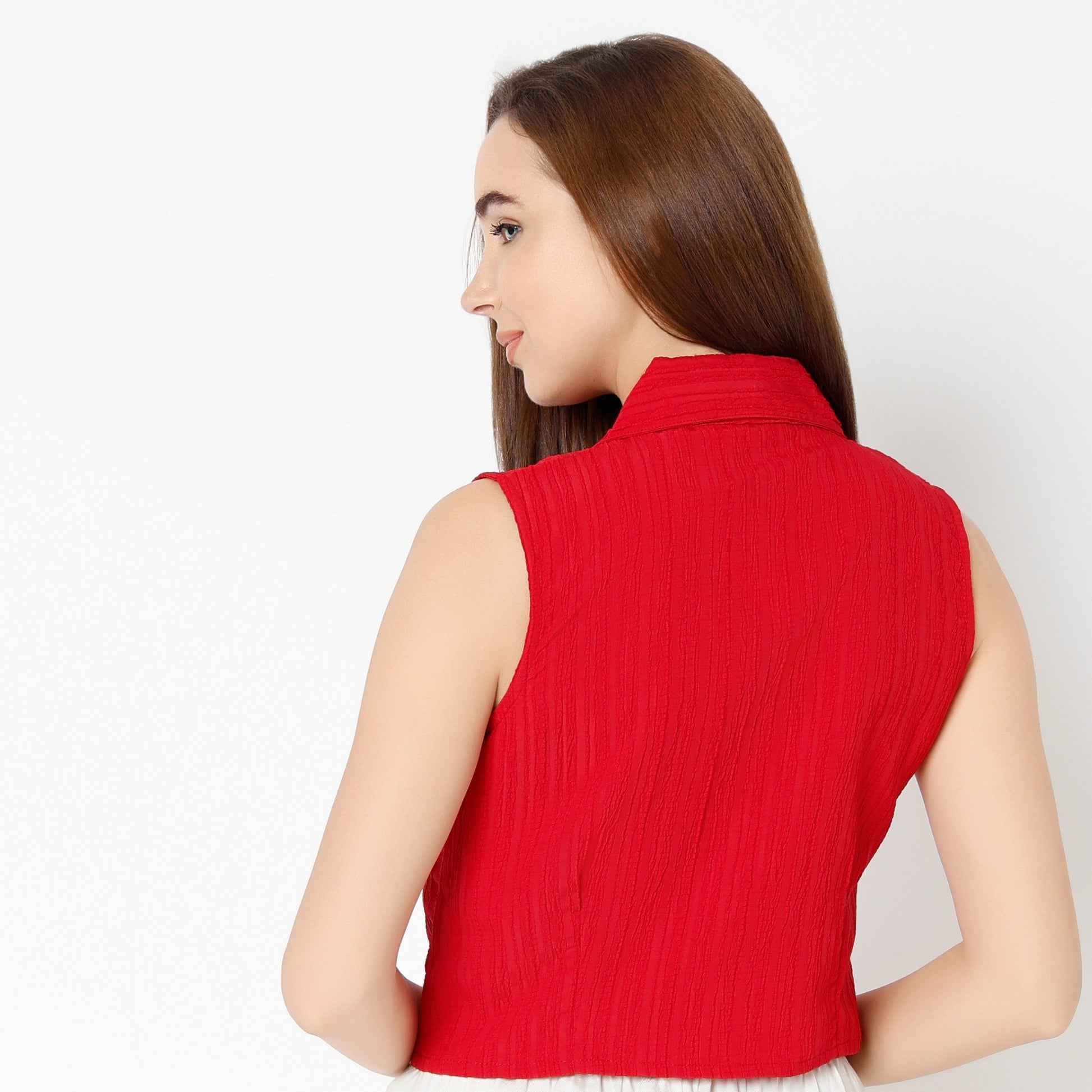 Embroidered Sleeveless Crop Top