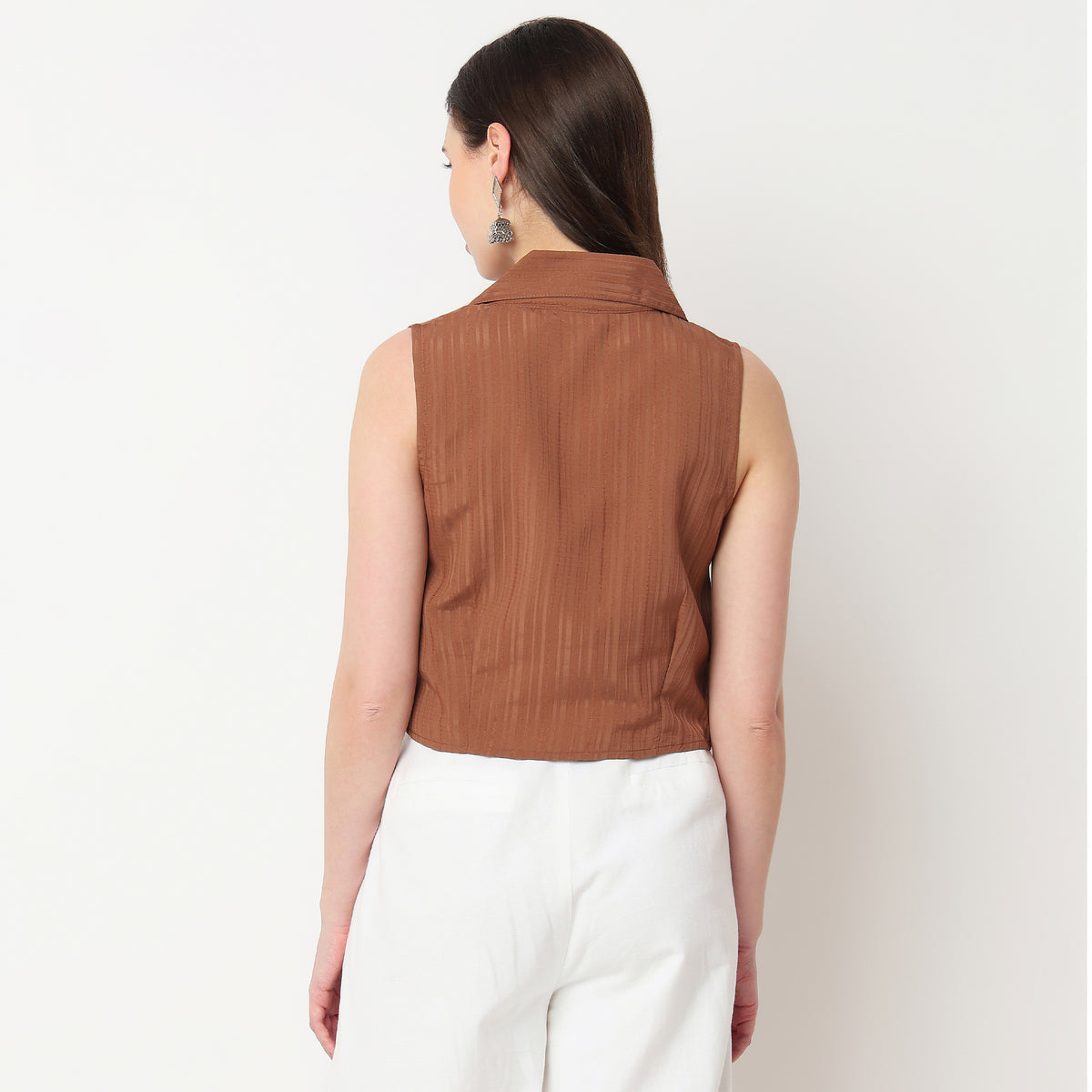 Embroidered Sleeveless Crop Top