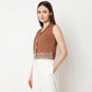 Embroidered Sleeveless Crop Top