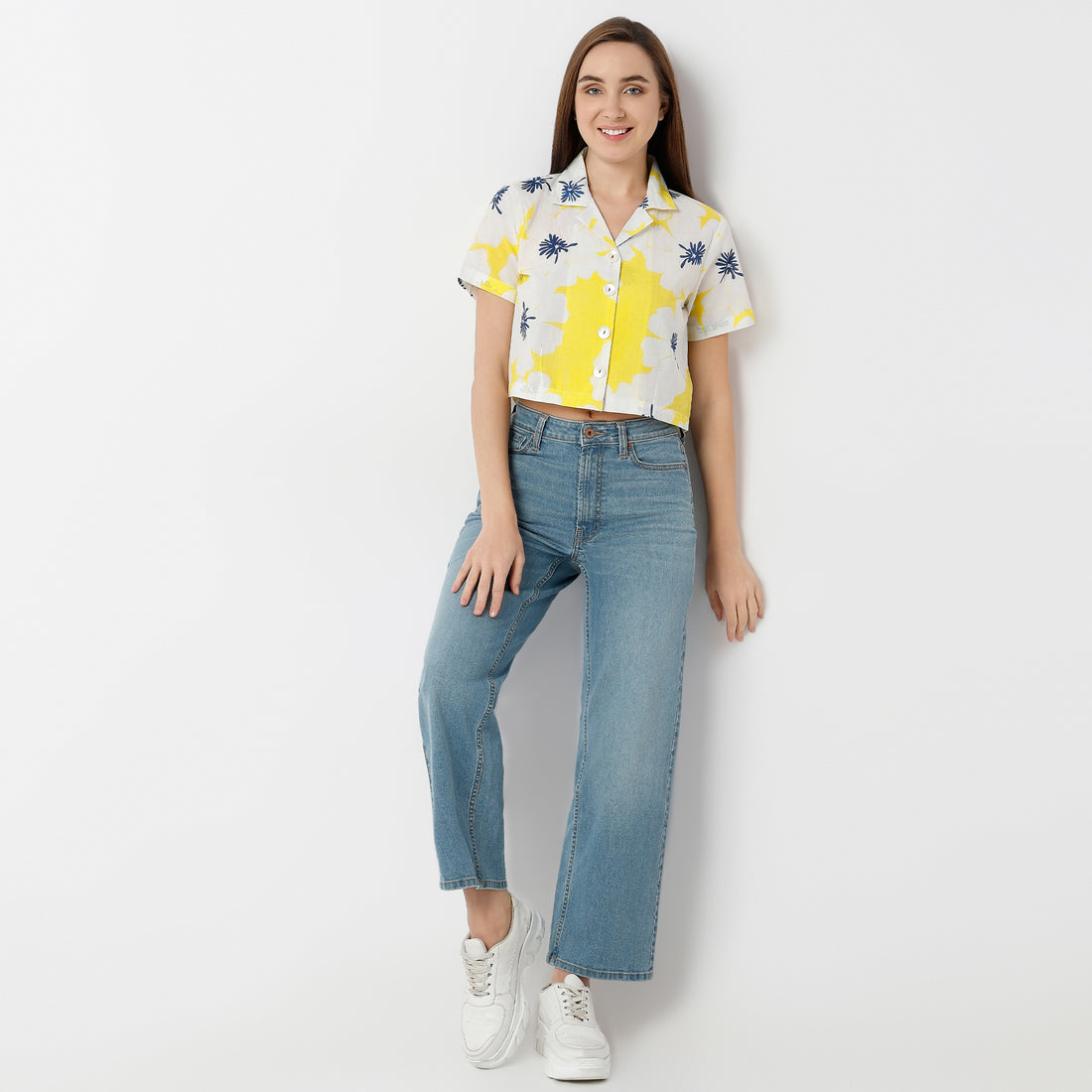Regular Fit Printed Camp Collar Shirt