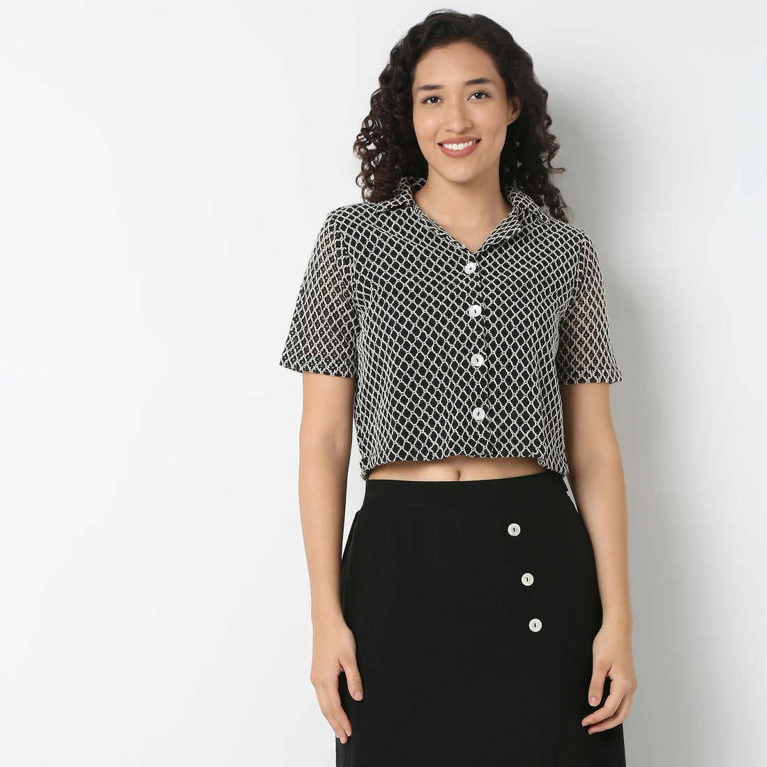 Lapel Collar Lace Shirt