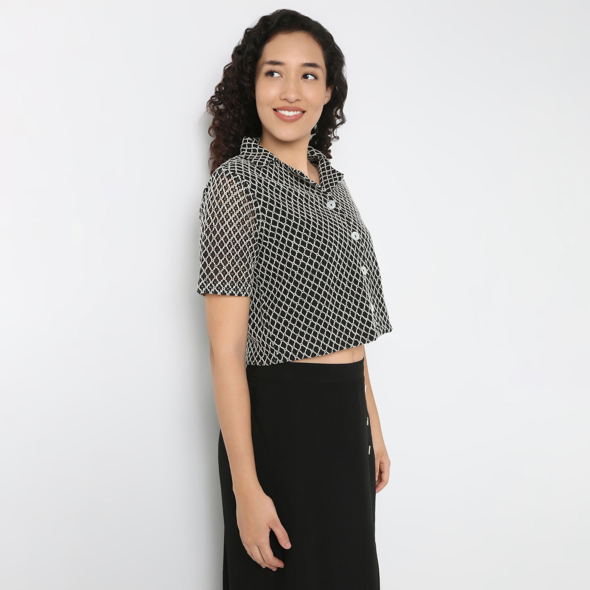 Lapel Collar Lace Shirt