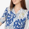 Printed Lapel Collar Straight Short Sleeve Crop Shirt