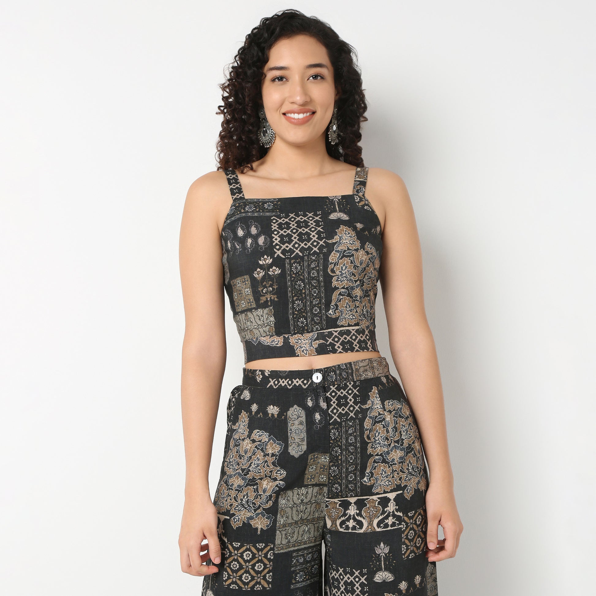 Strappy Printed Crop Top