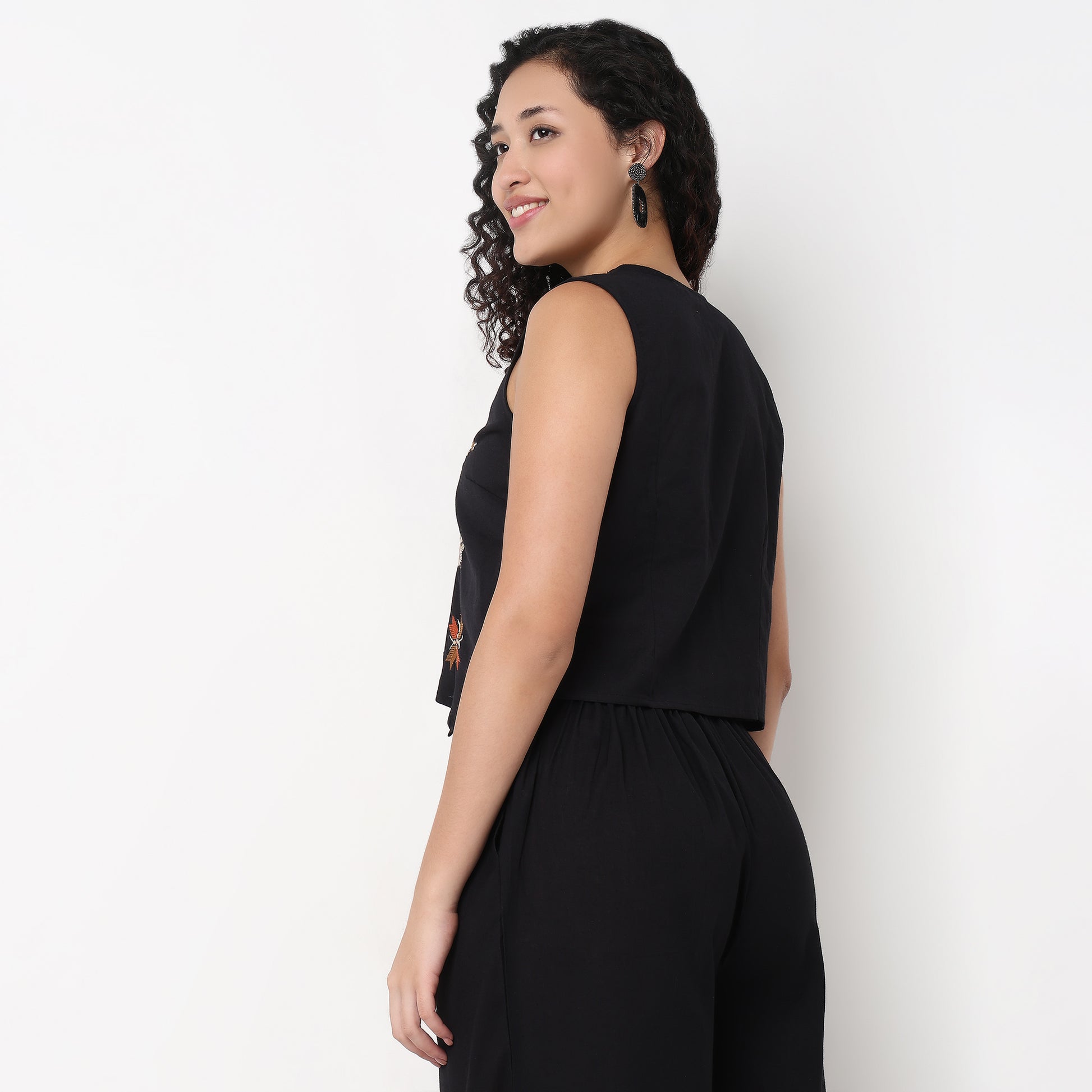 Embroidered V-Neck Vest Top