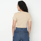 Buy Women Slim Fit Solid Cap Sleeve Crop Top  - Style Union