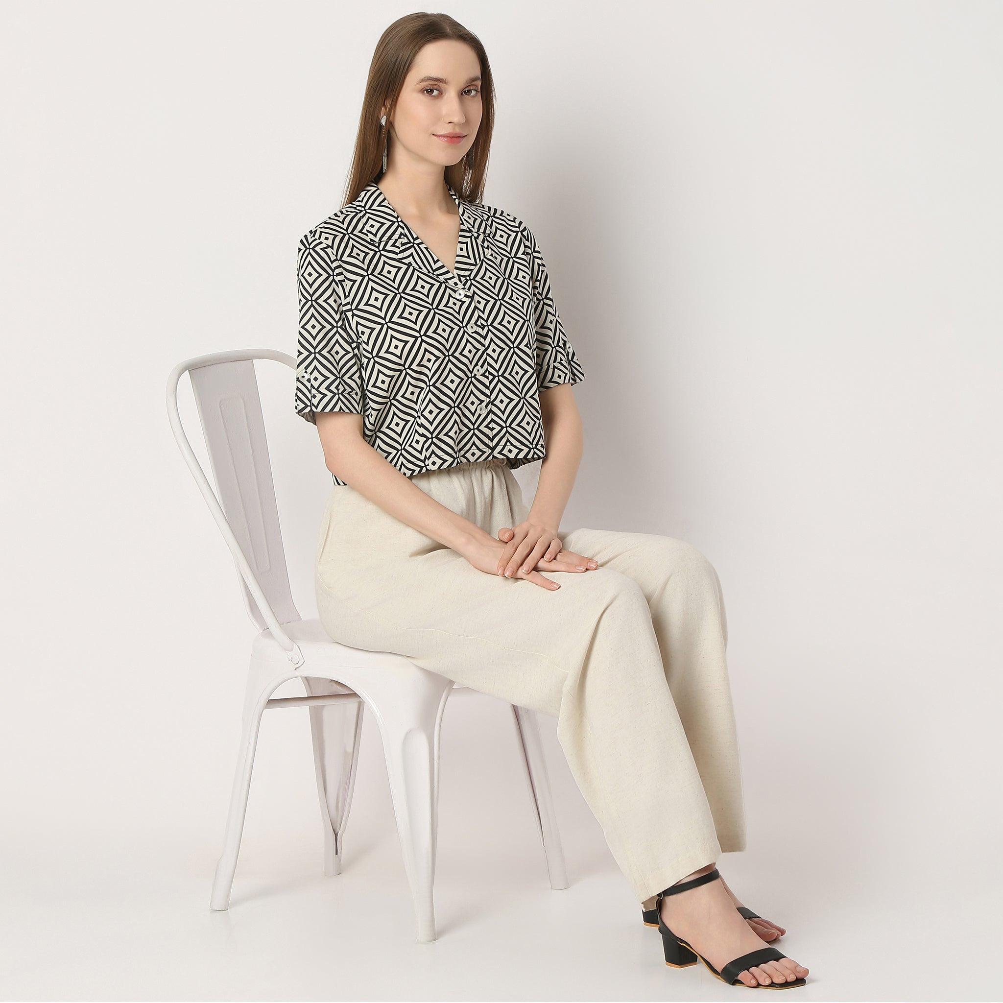 Regular Fit Printed Crop Length Top Top