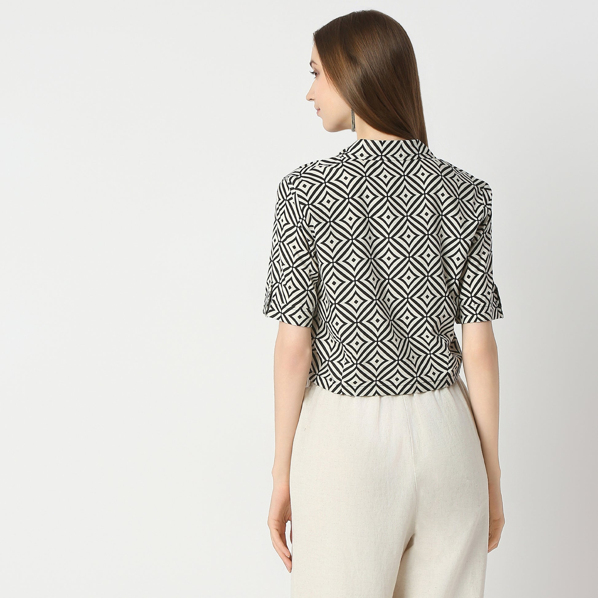 Regular Fit Printed Crop Length Top Top