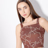 Regular Fit Printed Square Neck Crop Top