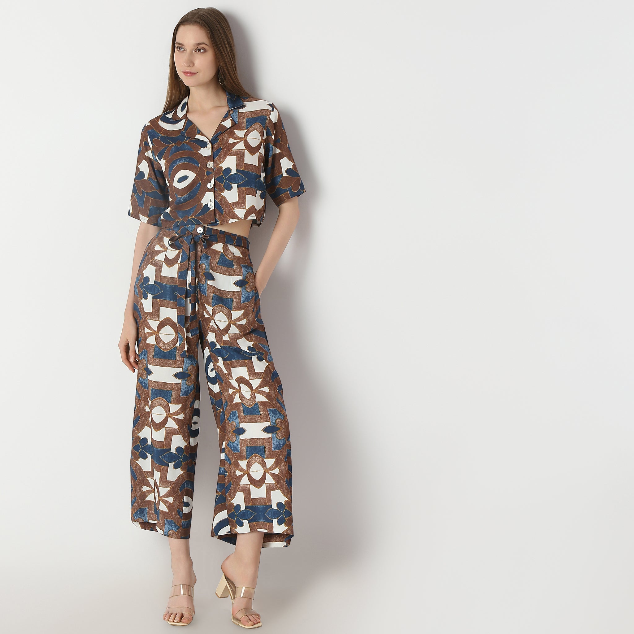 Regular Fit Printed Crop Length Top Top