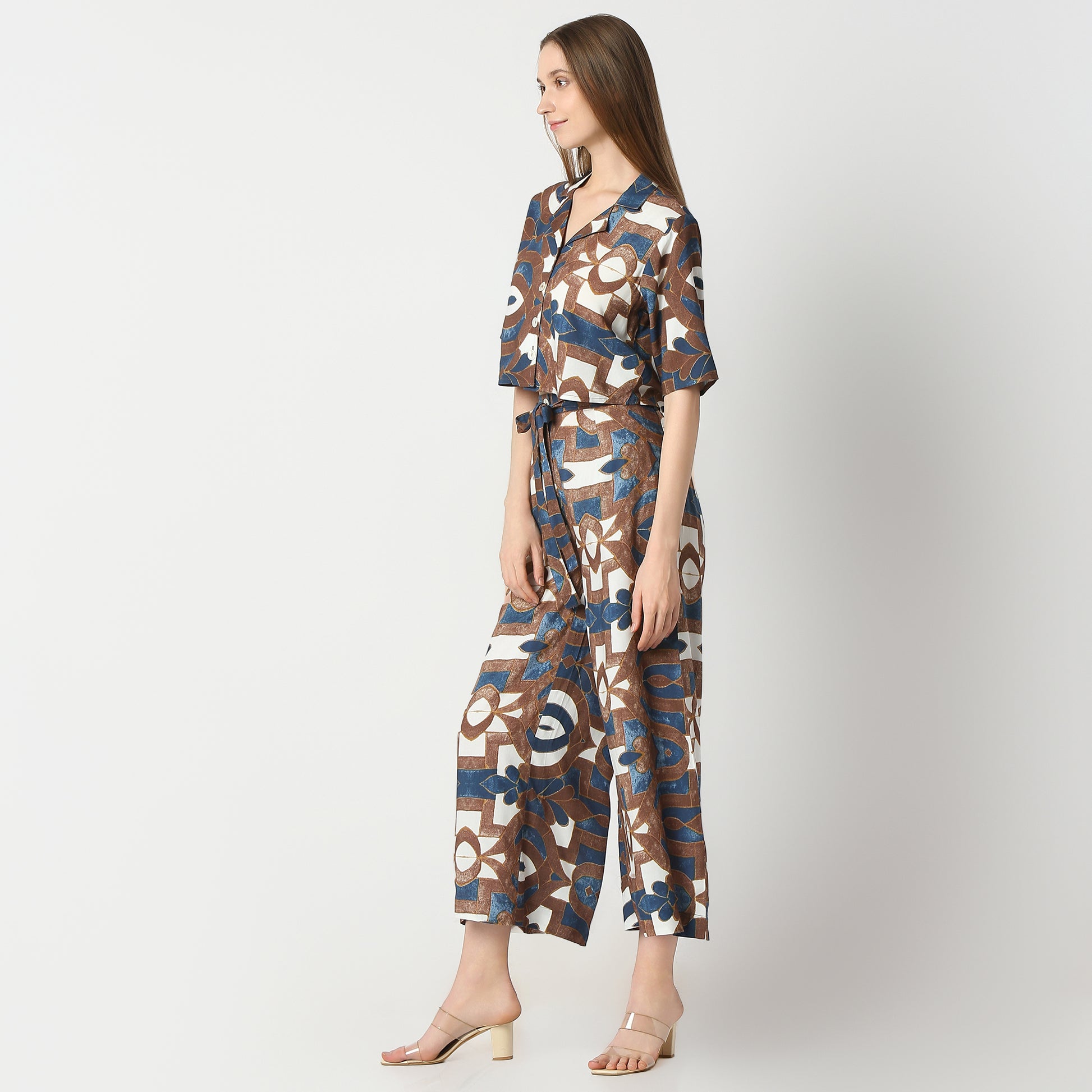 Regular Fit Printed Crop Length Top Top