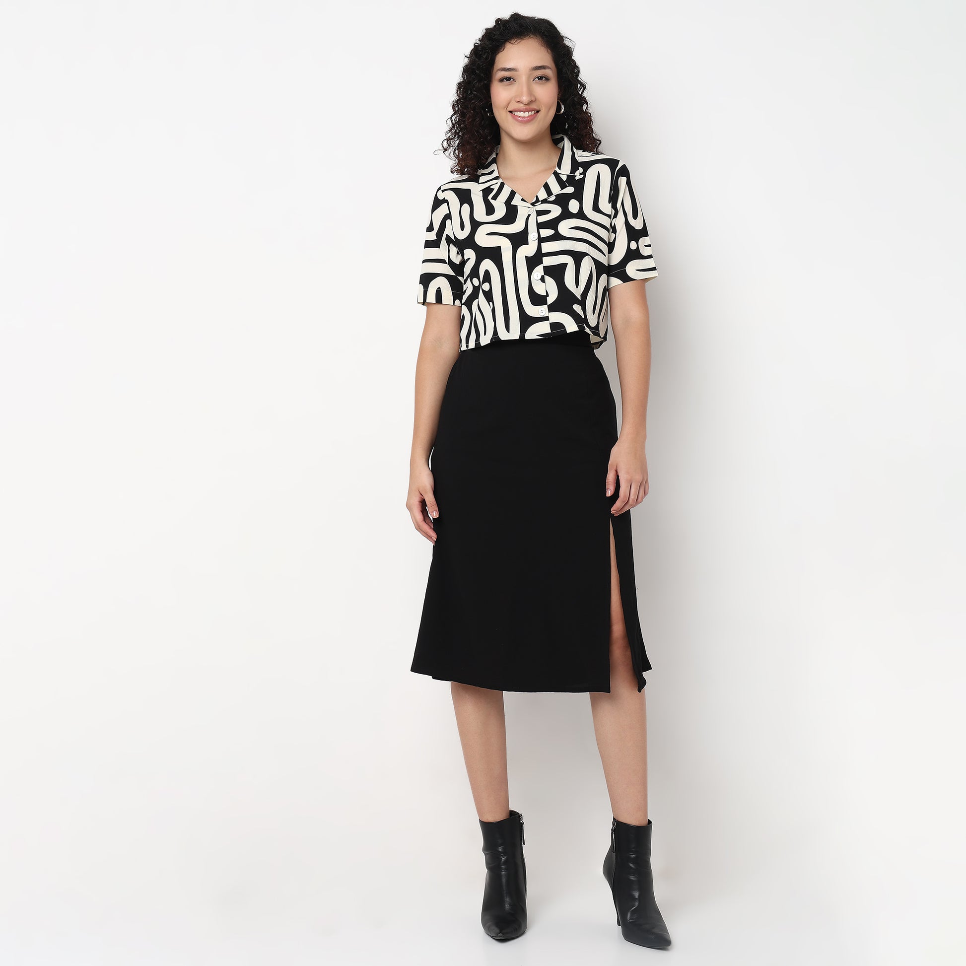 Lapel Collar Crop Shirt