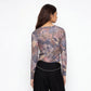 Printed Full Sleeve Crop Top