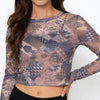 Printed Full Sleeve Crop Top