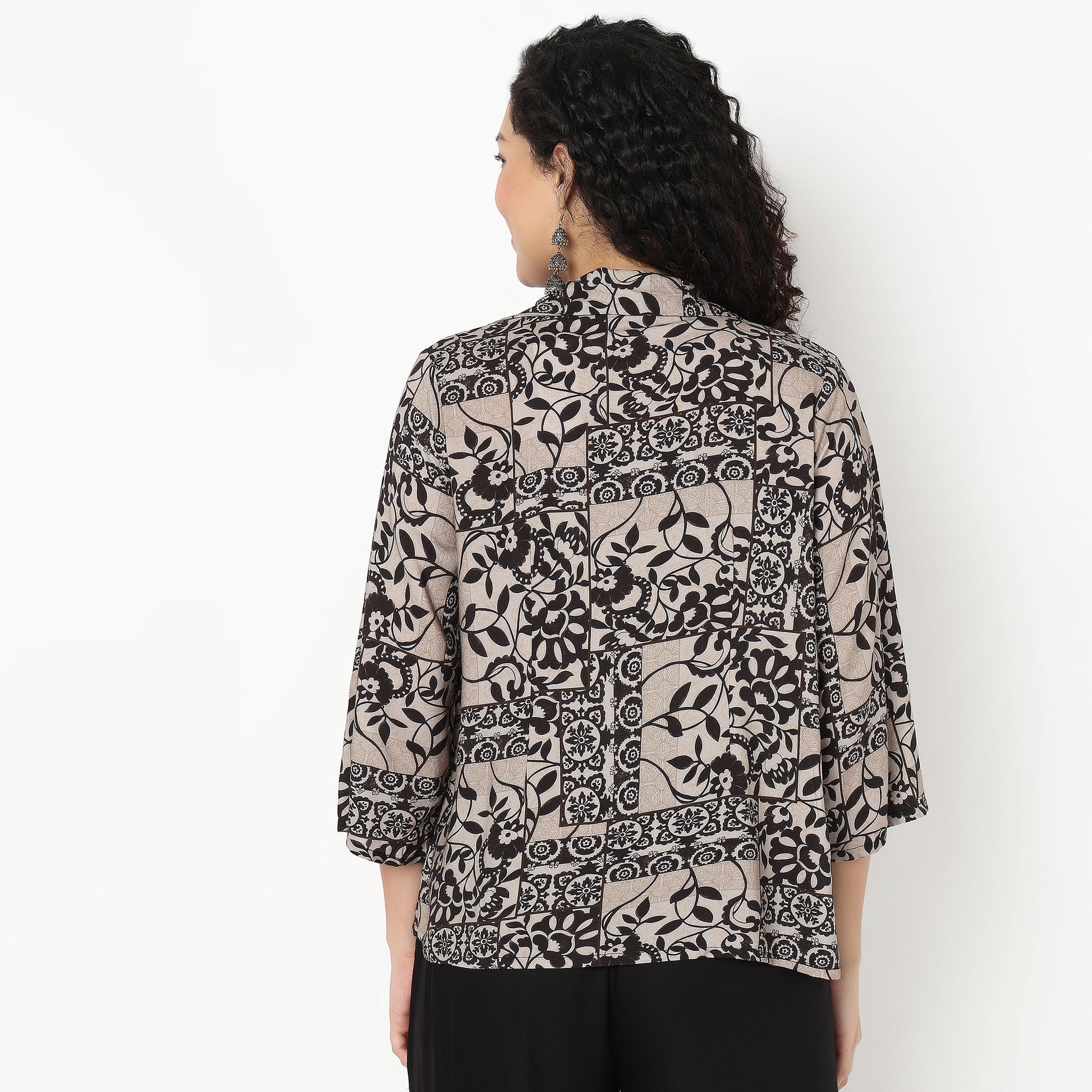 Smocked Crop Top With Lapel Collar Jacket Shrug