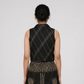 Printed Lapel Collar Crop Top