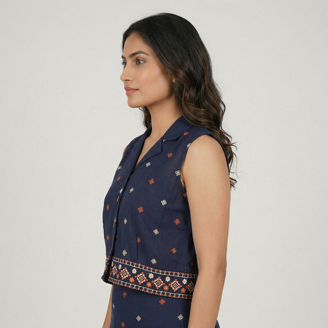 Cotton Embroidered Crop Top