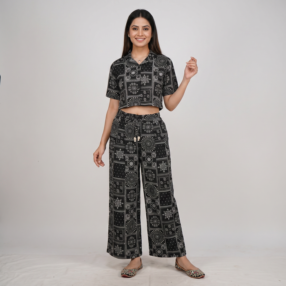 Printed Boxy Fit Crop Top