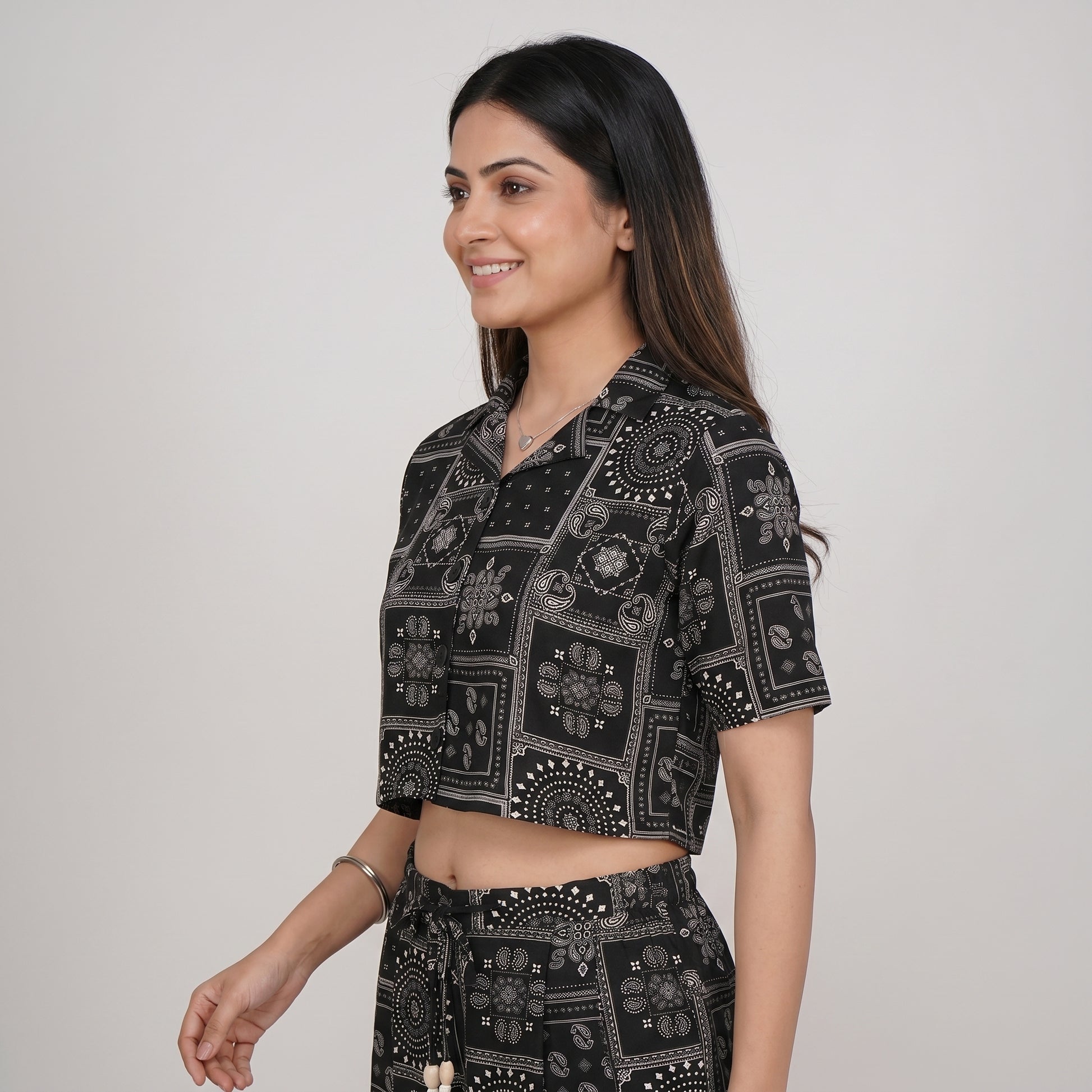 Printed Boxy Fit Crop Top
