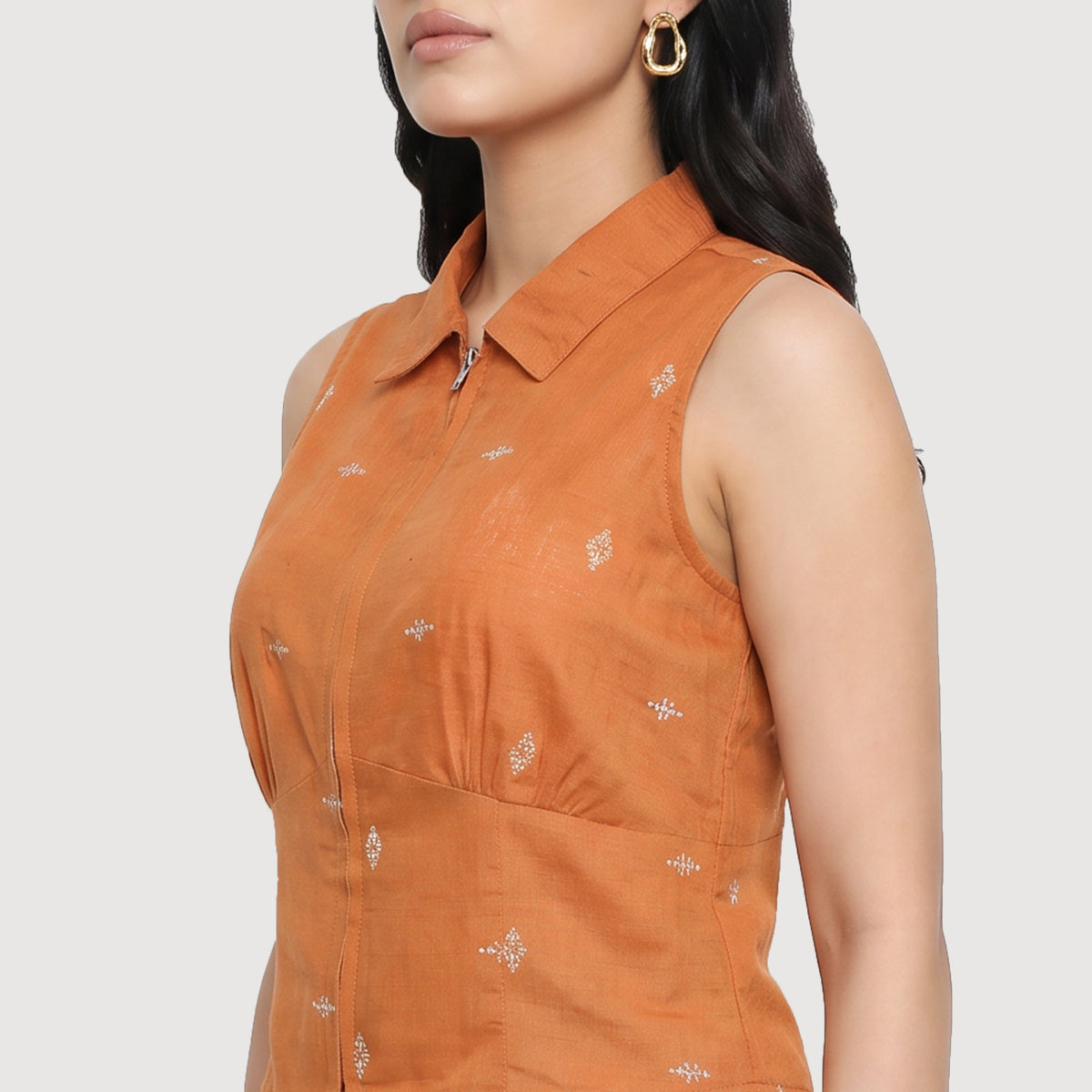 Printed Shoulder Straps Sleeve Flared Shirt