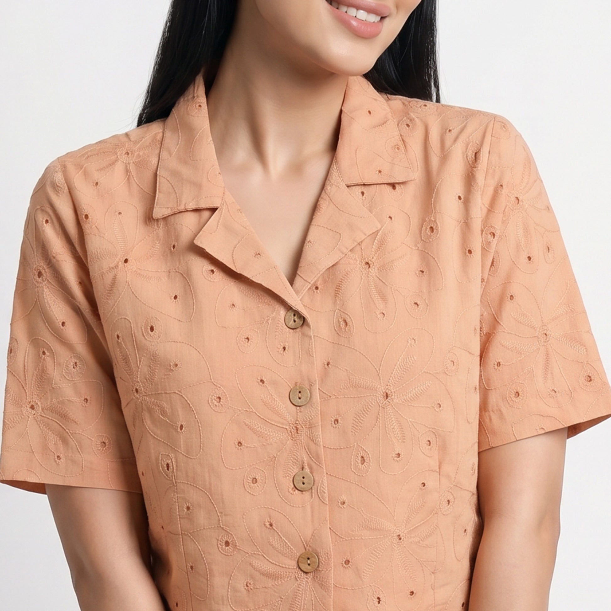 Cotton Schiffli Crop Shirt