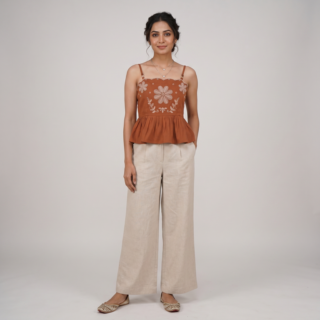 Peplum Embroidered Top