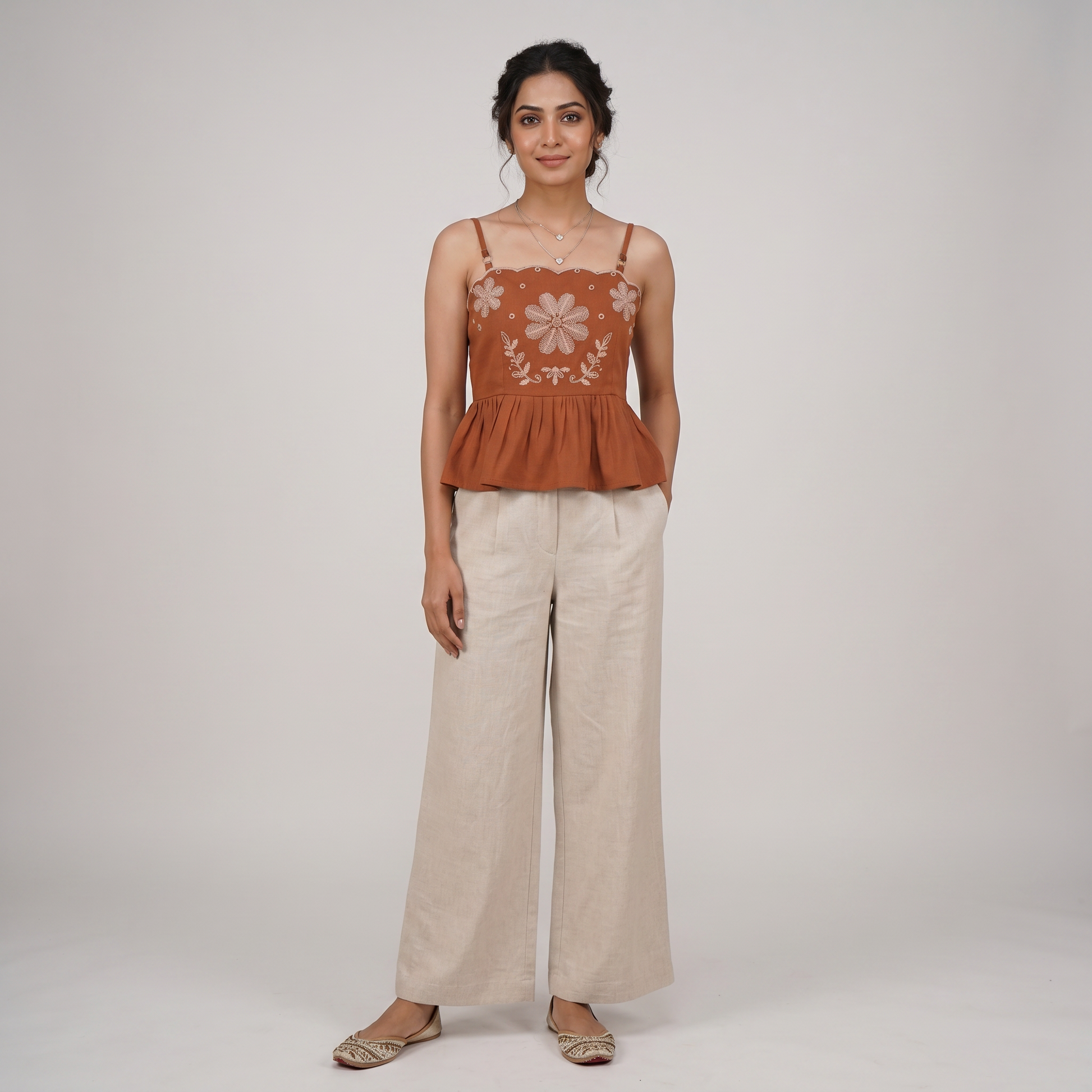 Peplum Embroidered Top