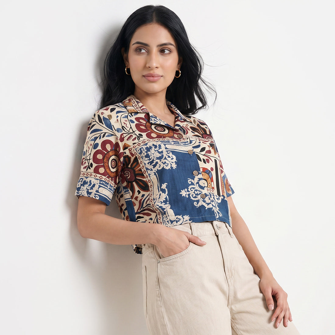 Printed Crop Shirt