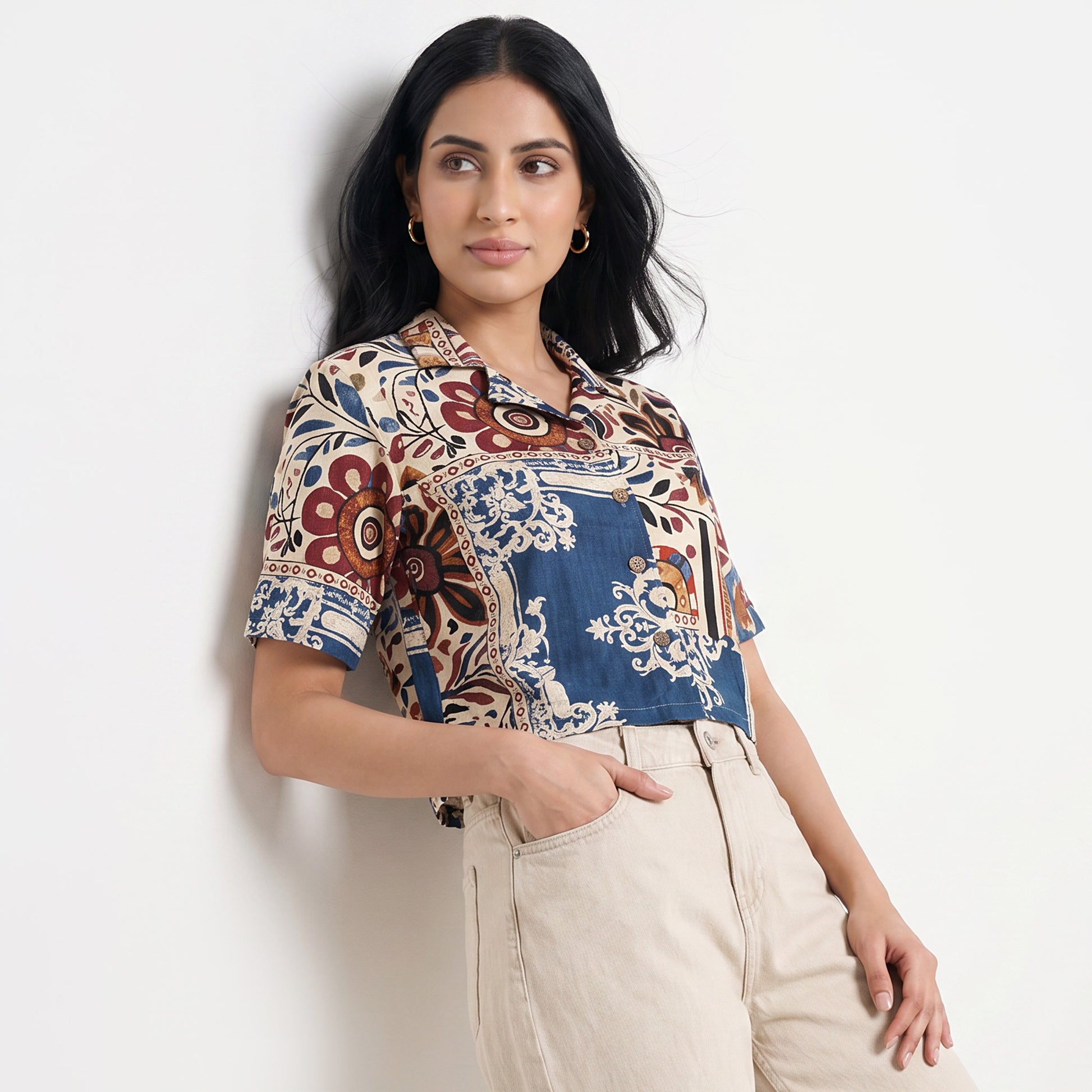Printed Crop Shirt