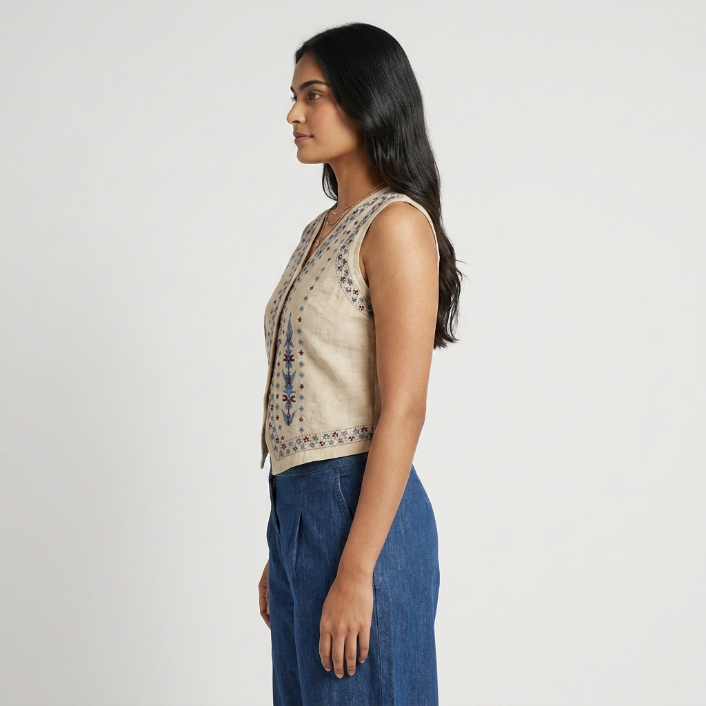 V-Neck Embroidered Vest Top