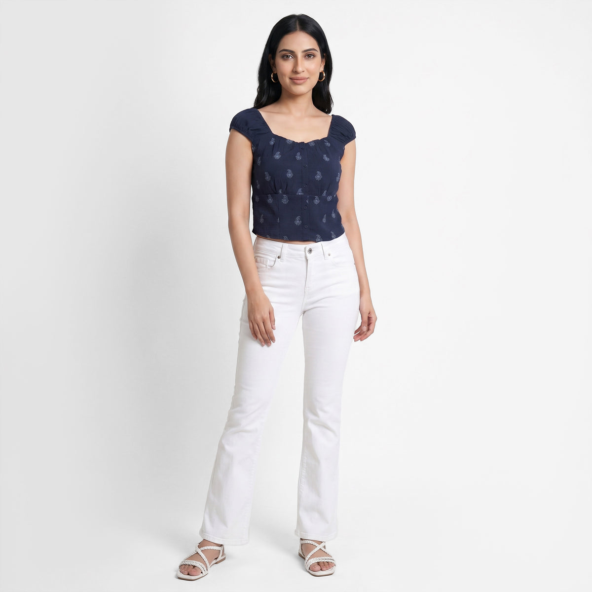 Embroidered Slim Fit Crop Top