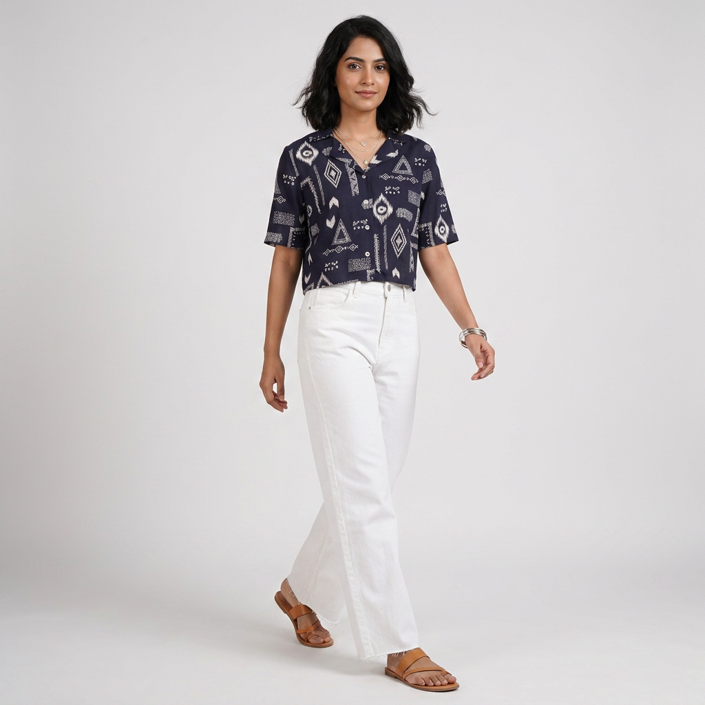 Printed Crop Shirt