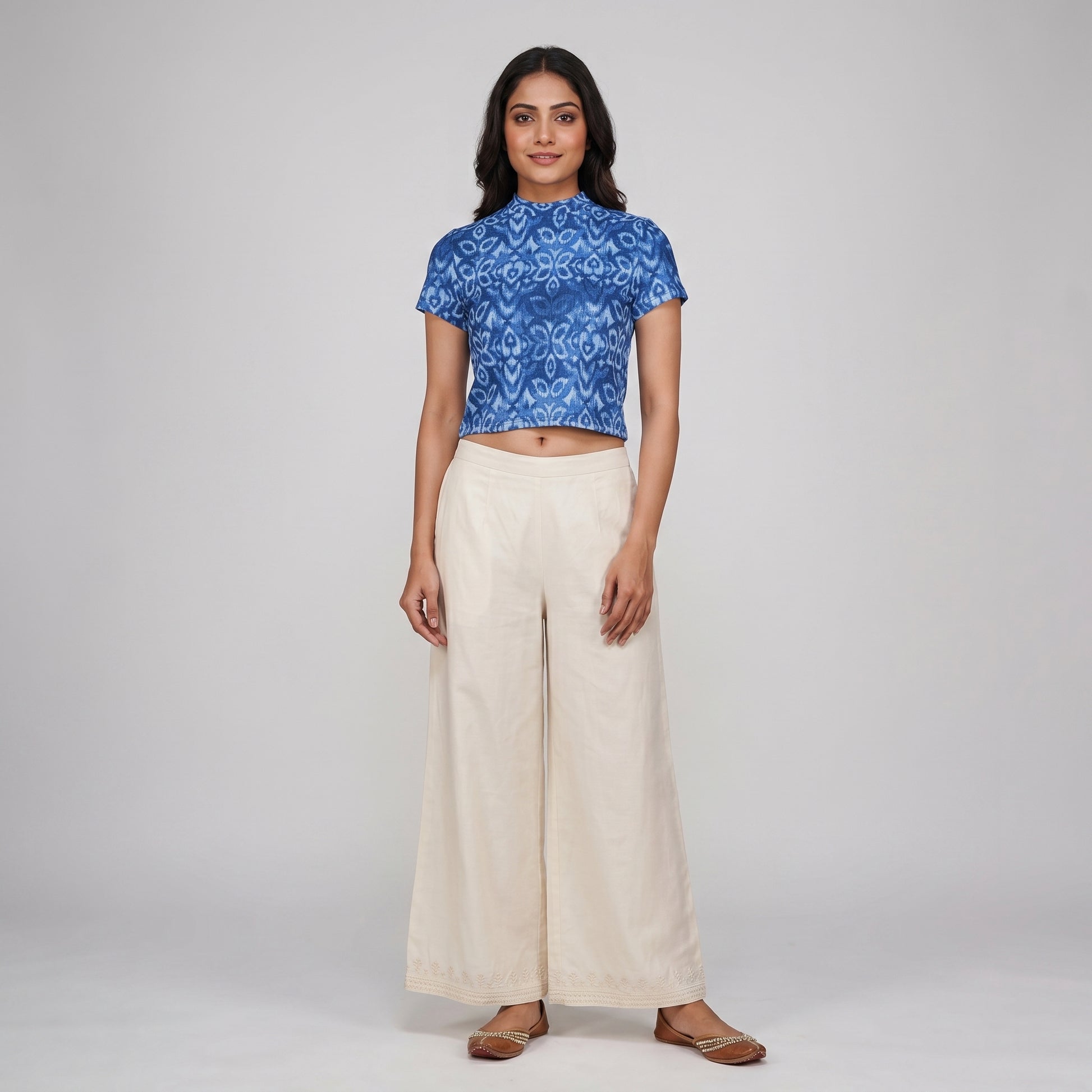 Knitted Printed Crop Top