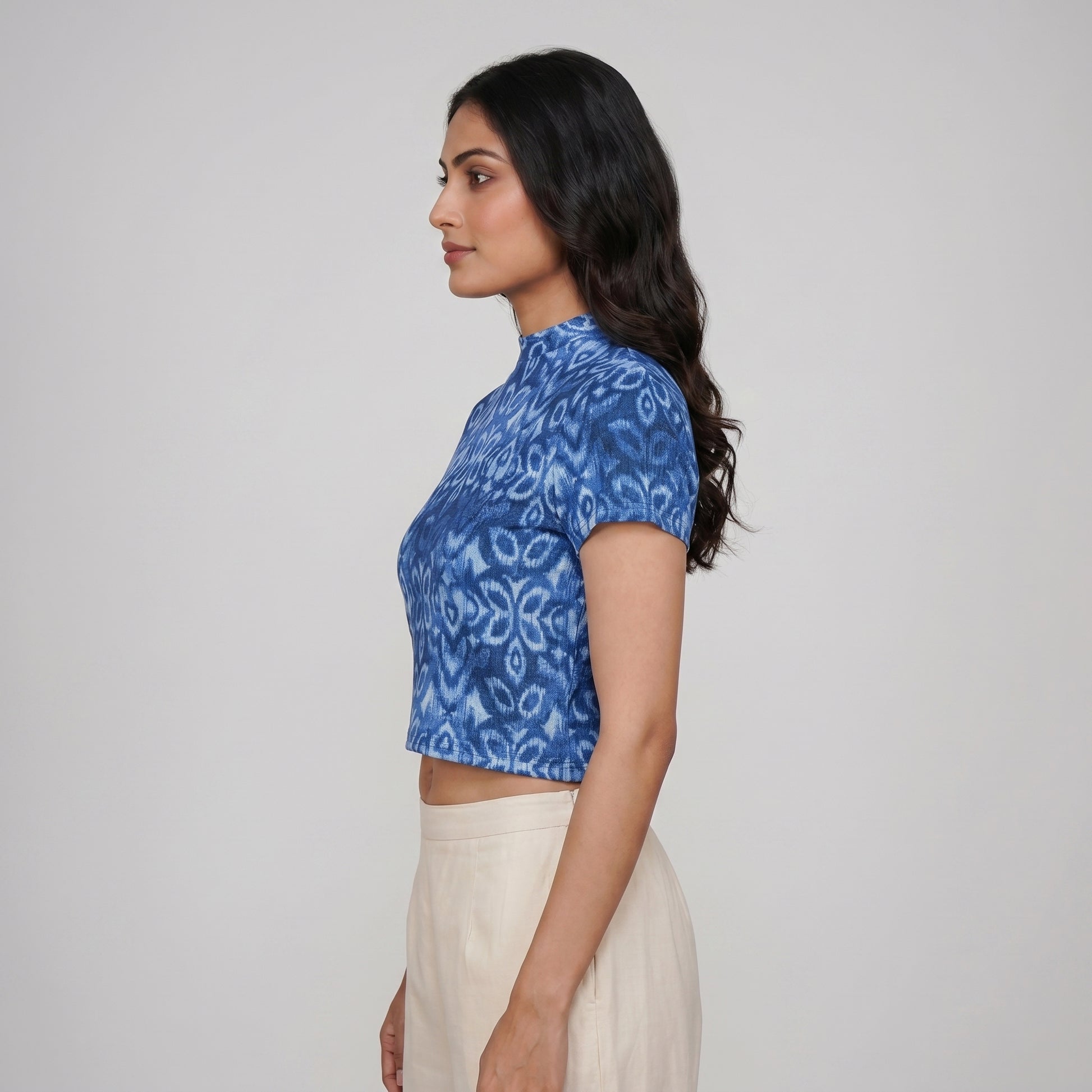 Knitted Printed Crop Top